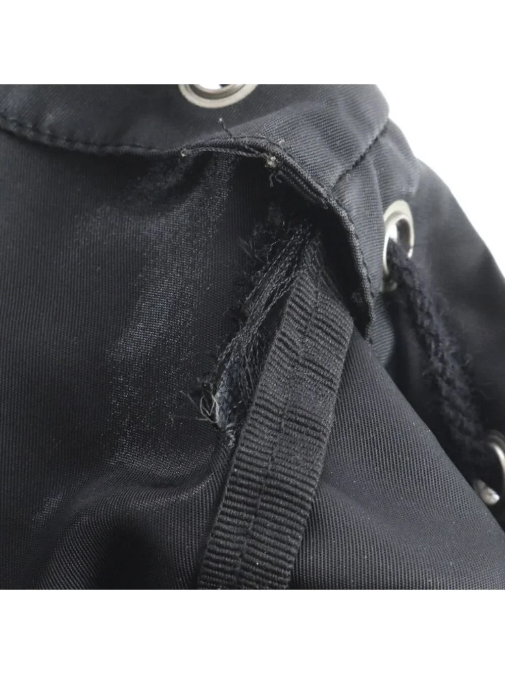 Prada Tessuto Nylon Triangle Logo Leather Backpack Black